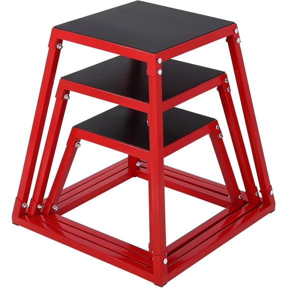 12"/18"/24" Plyometric Jump Box Heavy-Duty Steel Plyo Box with Rubber Pad Versatile Workout Bench Training for Home Gym Equipment Exercise Step Platform Conditioning Strength Training