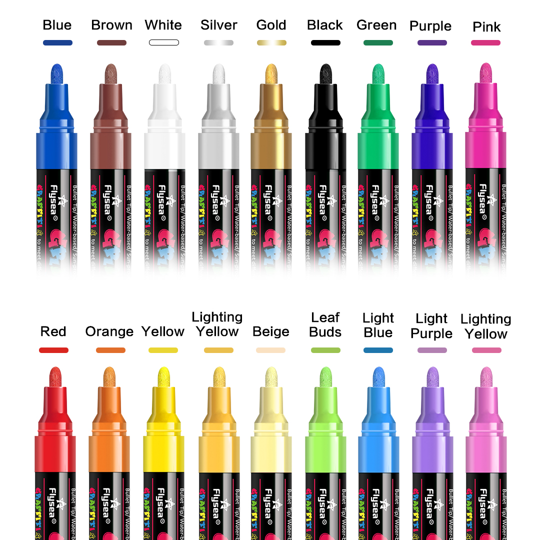 12/18/24Pcs/Set Acrylic Marker Pens for Fabric, Canvas, Rock, Glass