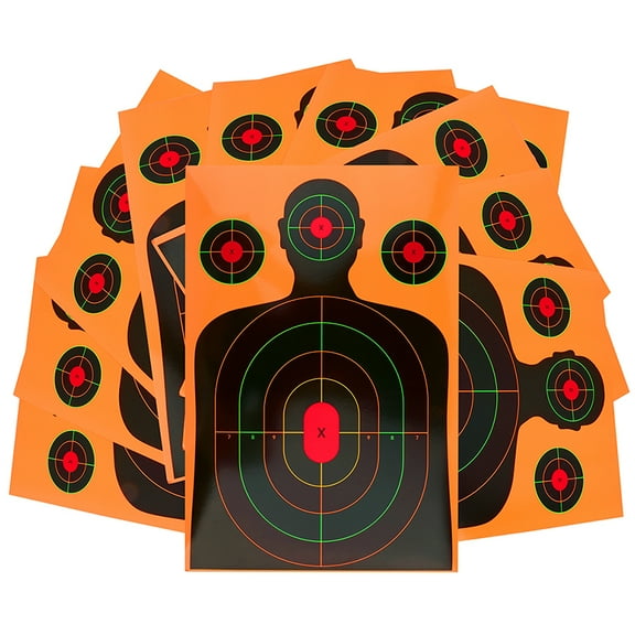 12×18 Inch 3-Color Splatter Target Paper, 10 Pack, Self-Adhesive Fluorescent Shooting Targets, Orange Coated Paper, Long-Range Visible Bullet Hole Stickers