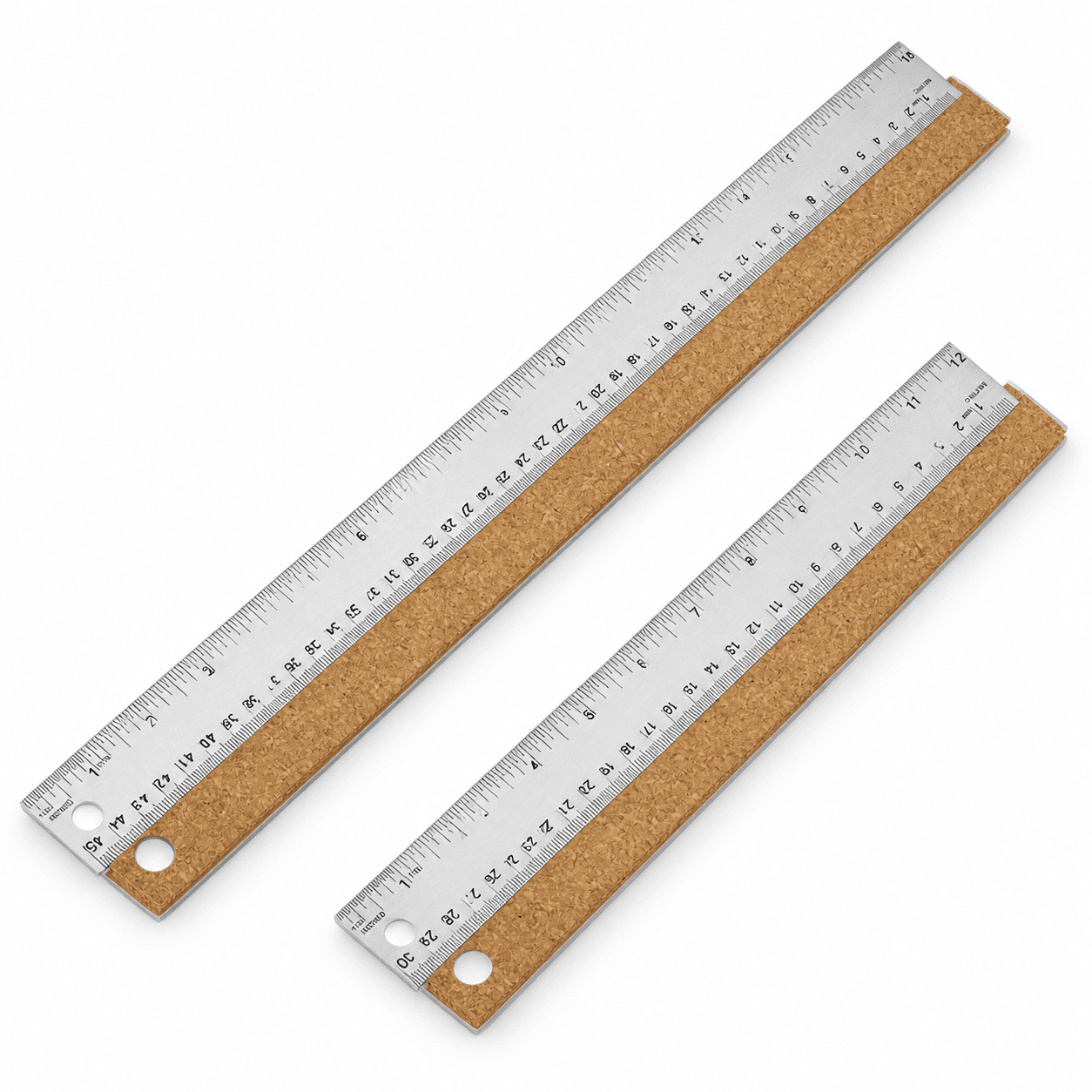 Simple Mm Ruler 12+18 Inch Metal Cork Backed Ruler Set, Imperial and Metric Markings ...