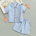 thumbnail image 1 of 12-18 Month Boy Clothes Shorts Baby Boy Clothes Toddler Infant Leisure Cotton Linen Button Down Shirt Tops + Shorts Set 2PCS Summer Soft and Smooth Outfit, 1 of 5