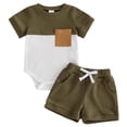 thumbnail image 1 of 12-18 Month Boy Clothes Summer Newborn Baby Boy Summer Clothes Waffle Patchwork Short Sleeve Rompers Tops Elasti Shorts Sests Infant Boy Outfits, 1 of 5