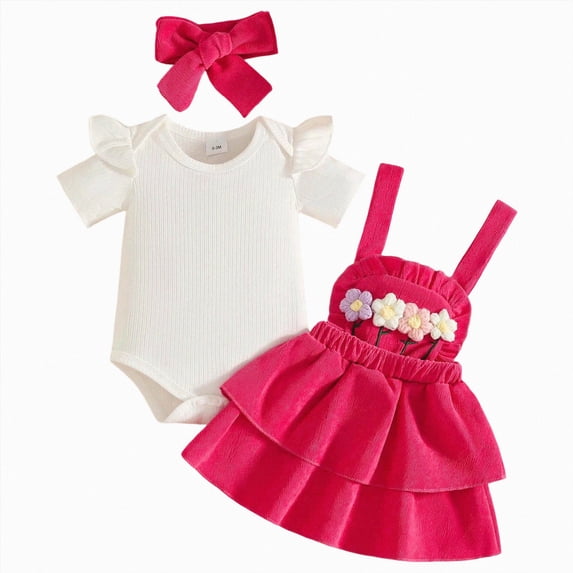 12-18 Months Baby & Toddler Girl Floral Pajamas Soft Breathable Snug-Fit Long Sleeve Sleepwear Set Girls Comfortable And Breathable Set Short Sleeve Top Cute Flower Pink
