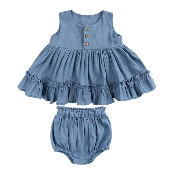 12-18 Months Girl Clothes Clearance Baby Clothes Toddler Kids Boys Girls Solid Color Tank Dress Fashion Sleeveless Dress Shorts Set