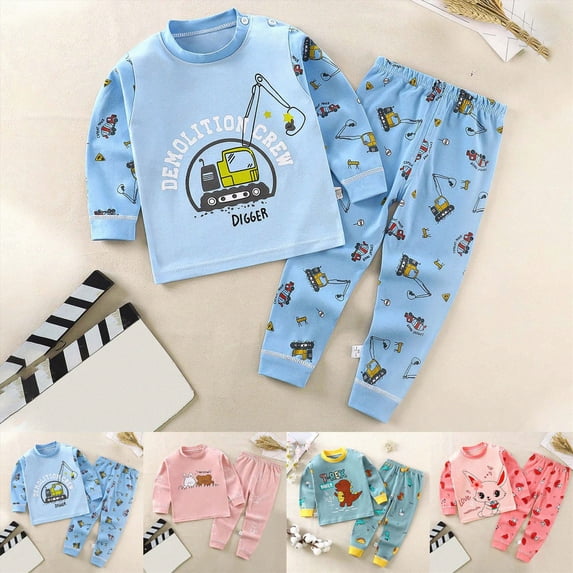 12-18 Months Girls Long Sleeve Pajama Set Pajamas for Baby Girls Pajamas Set Soft Toddler Sleepwear Kids Clothes Suit Baby Clothes,Sky Blue