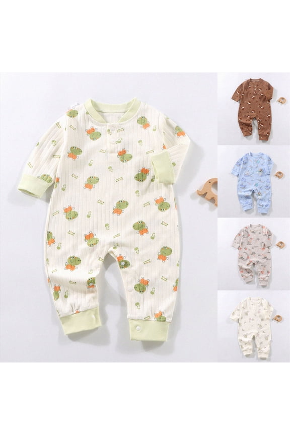 12-18 Months Infant Baby Boys Girls Fall Winter Waffle Striped Bodysuit,Cute Graphic Infant Romper,Soft Thermal Cotton Long Sleeve Jumpsuit for Newborn 12 18 24 Months 2T 3T,Beige