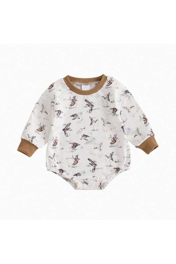 12-18 Months Newborn Baby Boy Girl Romper Short Sleeve Duck Bodysuit Tops Baby Clothes For 0 3 6 12 18 24 Months Newborn Photography Brown