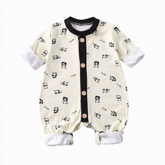 12-18 Months Newborn Baby Boys And Girls Bodysuits Cute Cartoon Print Long Sleeved Bodysuits