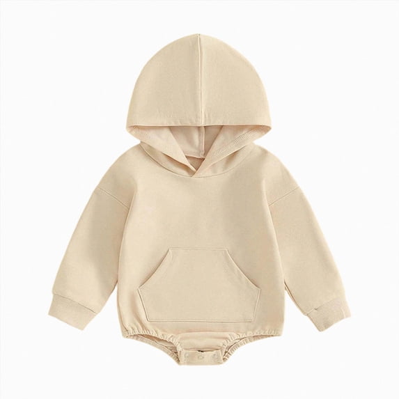 12-18 Months Newborn Baby Boys And Girls Bodysuits Simple And Warm Hooded Bodysuits Pajamas Sleep & Play