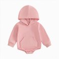 thumbnail image 1 of 12-18 Months Newborn Baby Boys And Girls Comfortable And Breathable Bodysuits Simple And Warm Hooded Bodysuits Pink, 1 of 4