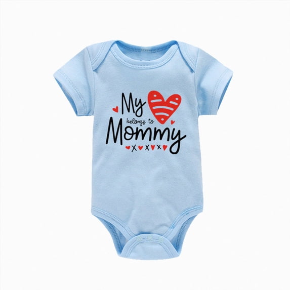 12-18 Months Newborn Baby Jumpsuit Romper Valentine's Day Toddler Girls Boys Letter Heart Prints Shorts Sleeves Jumpsuit Romper Blue