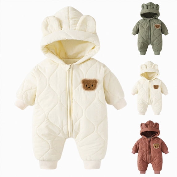 12-18 Months Newborn Baby Winter Outerwear Jumpsuit Autumn And Winter Outerwear Warm Clothes For Newborns Thickened And Plush Clothes One-Piece Footed Romper Newborn Gift