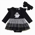 thumbnail image 1 of 12-18 Months Newborn Little Halloween Pumpkin Ghostly Sequined Long Sleeved Dress With Skirt And Triangular Top One-Piece Jumpsuit Newborn Gift, 1 of 6