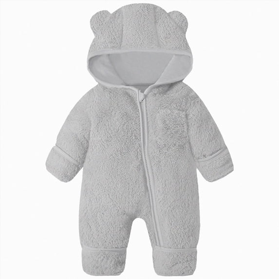 12-18 Months Newborn Preemie Infant Baby Bodysuit Romper Bodysuit Newborn Baby Bear Outfit Mittens Footies Girls Boys Winter Fleece Clothes Hooded Jumpsuit Romper Grey Rompers Baby Gift