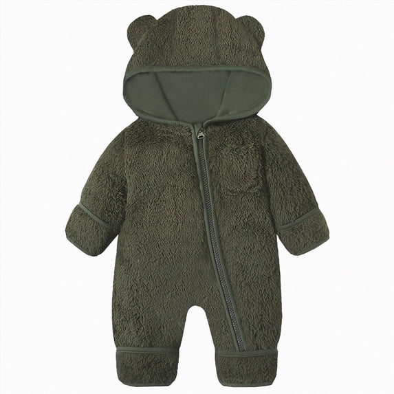 12-18 Months Preemie Sleep & Play One-Piece Bodysuit Newborn Baby Outfit Suit Fold Footies Girls Boys Winter Fleece Clothes Hooded Jumpsuit Romper Green Newborn Gift