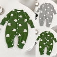 thumbnail image 1 of 12-18 Months Toddler Boys Girls Ribbed Solid Rompers,Henley Button Design Long Sleeve Baby Jumpsuit,Soft Warm Fall Winter Unisex Onesie for Infant 12 18 24 Months 2T 3T,Green, 1 of 8