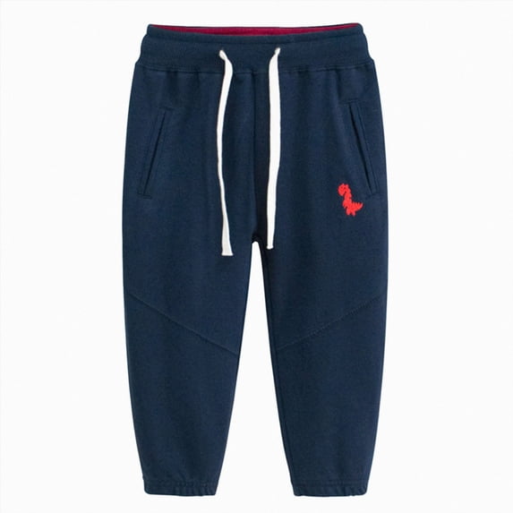 12-18 Months Toddler Boys Pants Fleece Lined Thick Straight Leg Elastic Waist Cozy Sweatpants with Side Pockets Fall Winter Casual Wear for Boys 12 18 Months 2T 3T 4T 5T 6T,Dark Blue