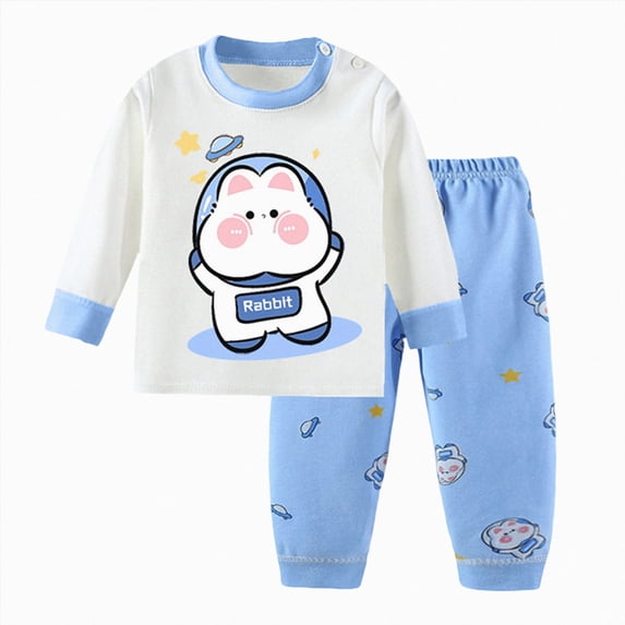12-18 Months Toddler Cotton Pajama Set Girls Long Sleeve Top & Pants Soft Cotton Underwear Loungewear Sleepwear Set Pjs For Girls Cute Girl Pajamas