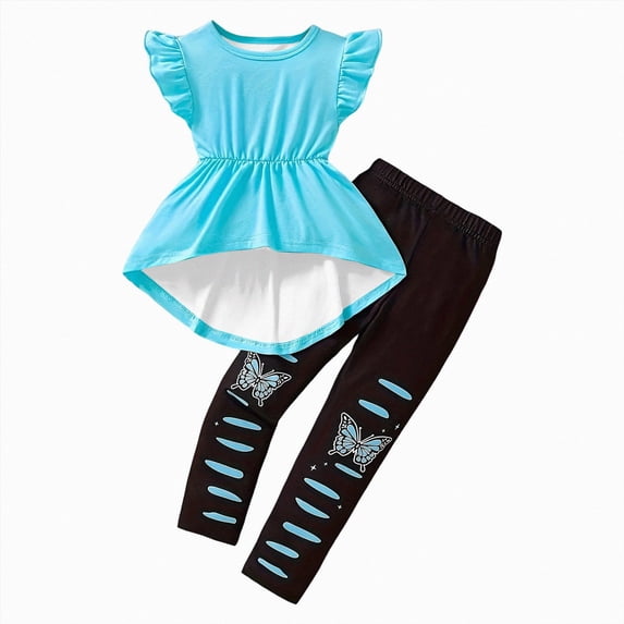 12-18 Months Toddler Fall Winter Baby Girl Outfit Crewneck Sweatshirt Pants Sweatsuit 2 Piece Clothes Set for Girls 6 9 12 18 24 Months Pajamas & Dailywear Set Girls Blue Tracksuit