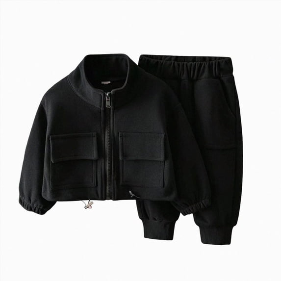 12-18 Months Toddler Girls Trousers Set Long Sleeve Two Piece Outfit, Spring Autumn Casual Wear Zipper Jacket Pants Two Piece Set 6-12 Months 12-24 Months 2T 3T 4T 5T 6T 7T Set