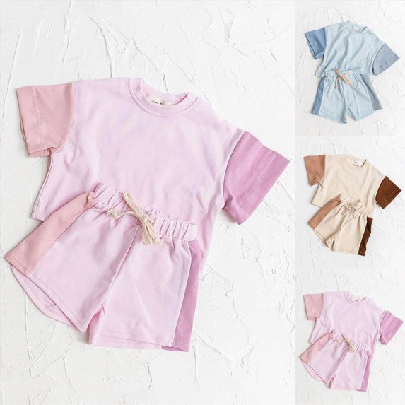 12-18 Months Toddler Toddler Girl Clothes Baby Girl Summer Outfits Ruffle Short Sleeve Tops Infant Pants Set 2Pcs Short Sleeved And Shorts Set For Girls