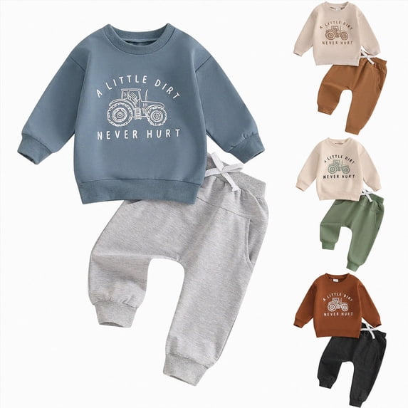 12-18 Months Toddler Toddler Kids Boy Fall Outfits Long Sleeve Tops Pants Winter Clothes Sets Sweatsuits Dailywear Set 12-24 Months 2T 3T 4T 5T Gift Setfor Boy