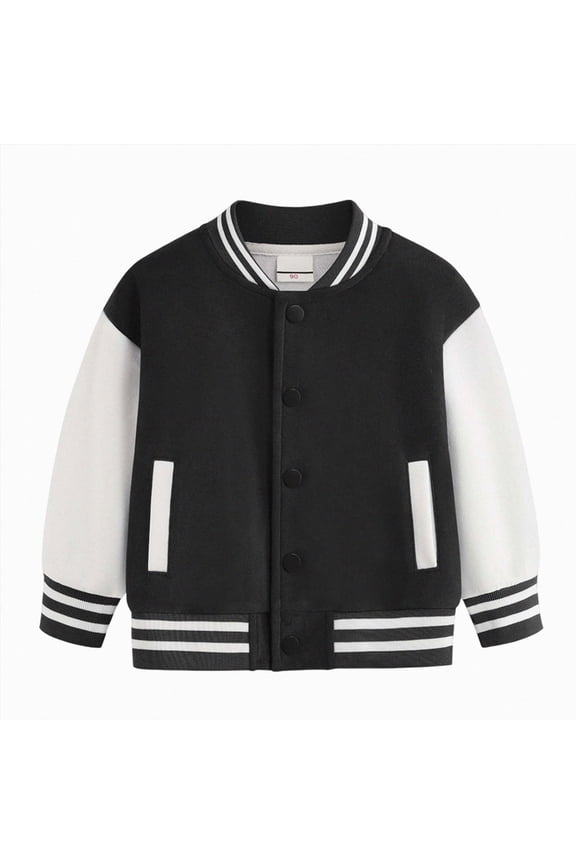 12-18 Months Unmatched Kids Baseball Jackets Boys Girls Jacket Plain Button Casual Coat Winter School Hoodie Running Hoodie Black Sports Hoodie