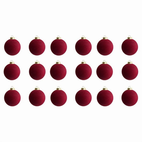 12/18 Pcs Burgundy Velvet Christmas Balls Bulk - 3.15 Inch Flocked Christmas Tree Ball Ornaments Xmas Shatterproof Hanging Ornaments for Xmas Tree Garland Holiday Party Decoration