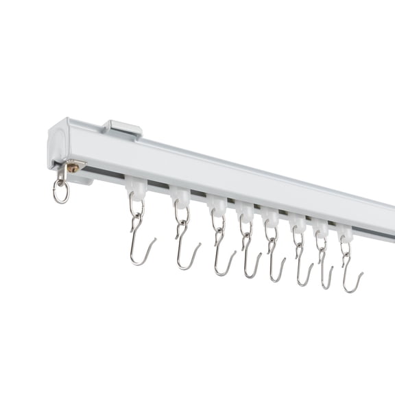 12-18FT Adjustable Curtain Track Kit, Ceiling & Wall Mount Top Curtain Rail with Hooks, Adjustable Length Ceiling Track for Home Decor