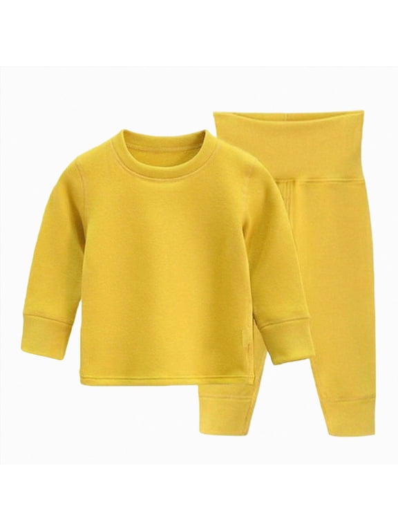 12-18Months Toddler Boys Solid Thermal Underwear Set,Long Sleeve Top and Pants,Soft Warm Base Layer for Boys