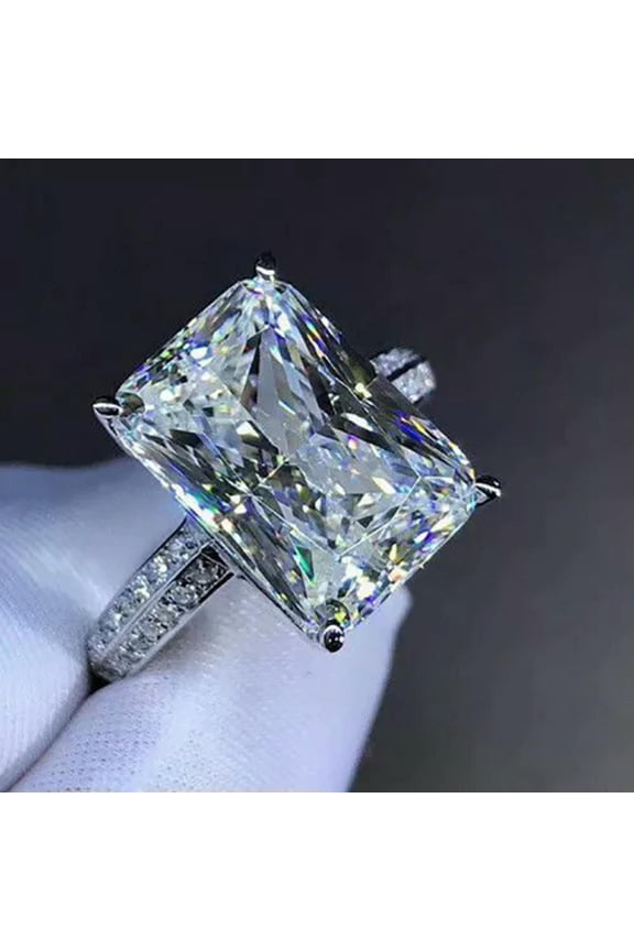 12*19mm Large Square Cut AAA Cz Luxury Band Women's 925 Silver Gift Ring Sz 6-10