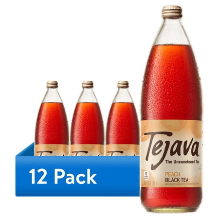 (12 pack) Tejava Peach Black Tea Unsweetened, 1 Liter