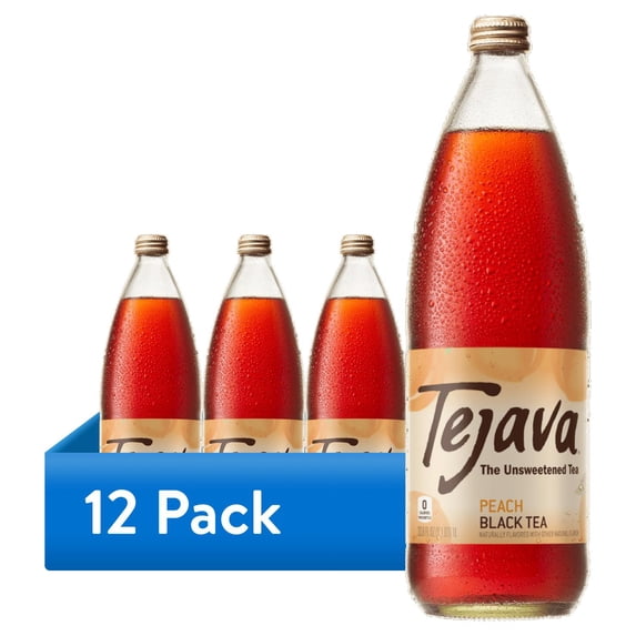 Tejava Tea Bottled (12 pack) Tejava Peach Black Tea Unsweetened, 1 Liter - Walmart.com