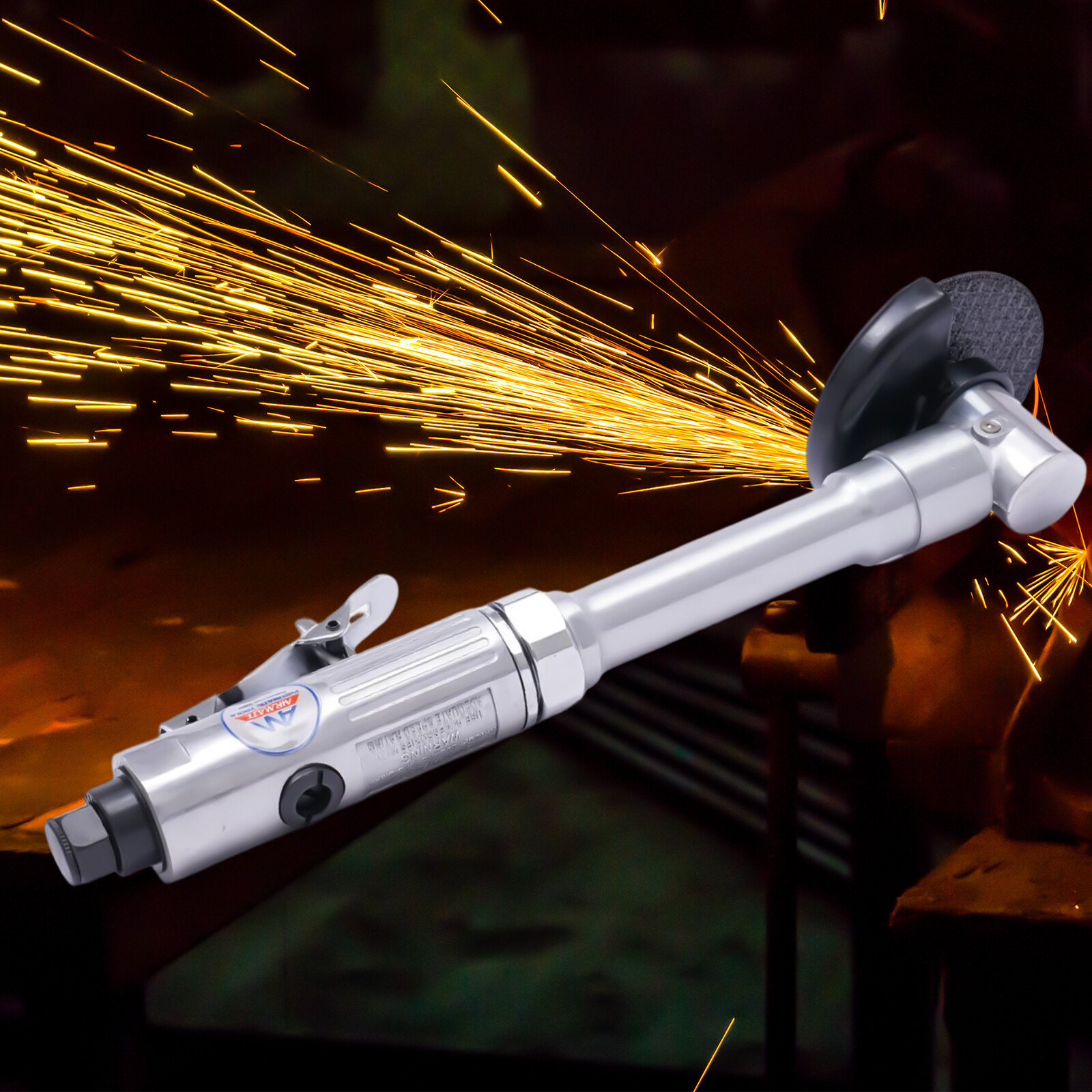 12.2*3.15*2.36in Long Handle Air Angle Grinding Cutter Silver Aluminum Alloy Angle Grinder for Automobile Repair Hardware Processing