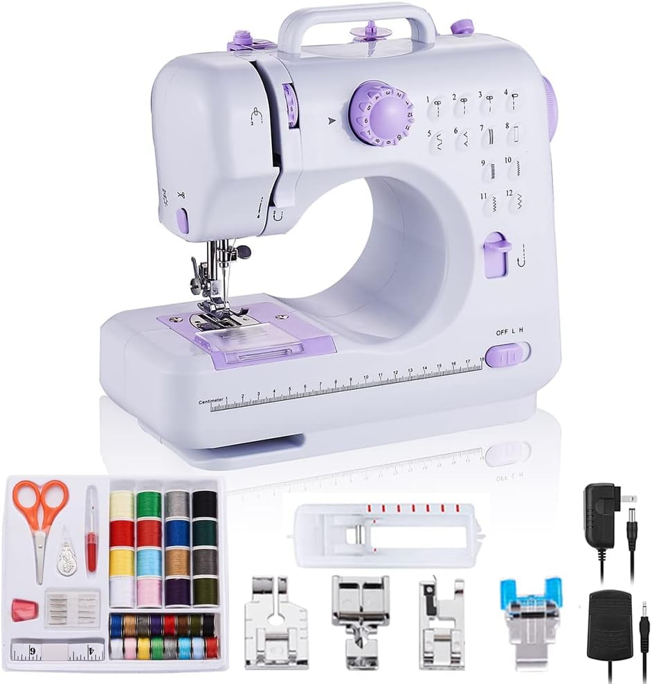 Mini Portable Purple Electric Sewing Machine with Accessories