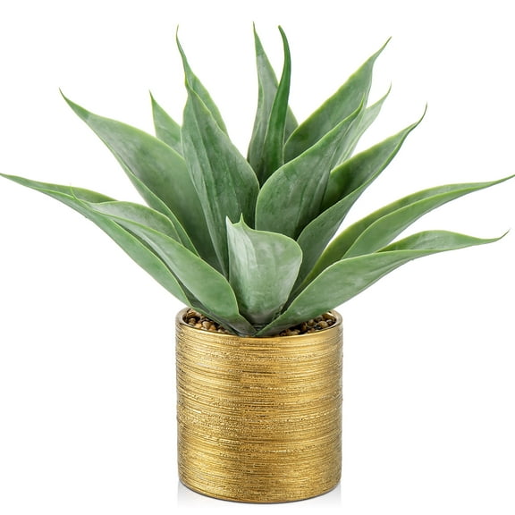 12.2" Artificial Aloe Vera Plants Fake Succulent Plants in Gold Pot Home Office Desk Table Top Decor