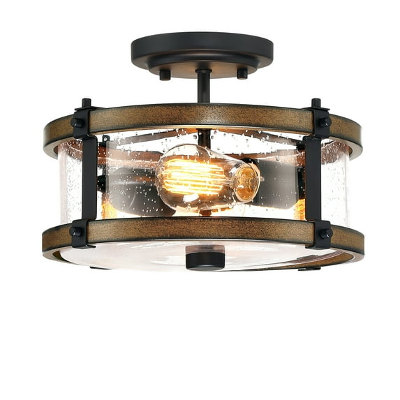 12.2" Farmhouse Kitchen Light Fixture Semi Flush Mount Ceiling Light for Hallway, Living Room, Bedroom 2-Light