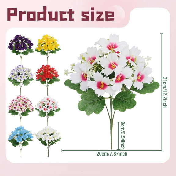 12.2 Inch Artificial Flower Bouquet, Faux Floral Bush for Spring Home Decor, Indoor and Outdoor Use(White)