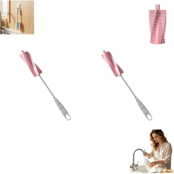 12.2 Inch Rotatable Bottle Brush with Long Handle and Foam Head for Bottles
