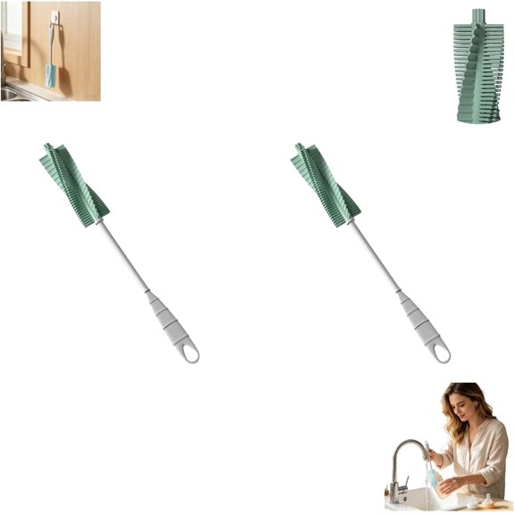 12.2 Inch Rotatable Bottle Brush with Long Handle and Foam Head for Bottles