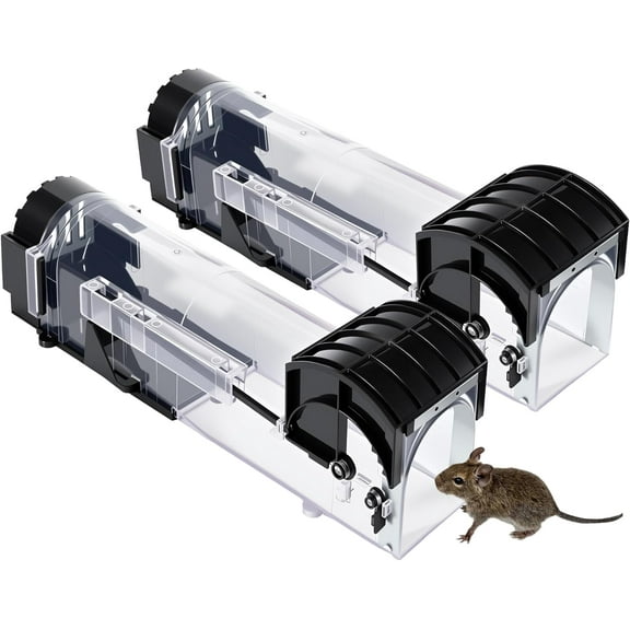 12.2 Inches Enlarged No Kill Rat Traps for Chipmunk@ - Easy to Use & Clean, No Touch Release, Sensitive, Pet and Children Friendly Mice Trap Catcher Indoor and Outdoor, Humane Mouse Traps 2-Pack#!