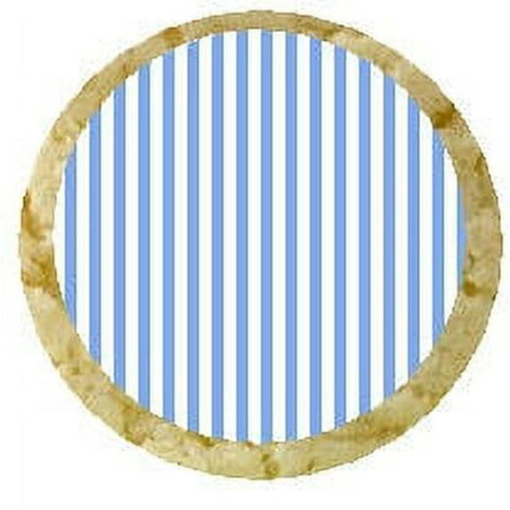 12 - 2 inch Baby Blue and White Stripes Edible Cupcake Image Toppers