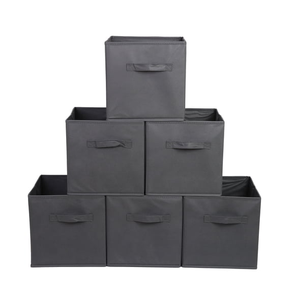 12.2”x12.2”x12.2”  6-Pack Foldable Storage Bins Collapsible Closet & Toy Organization Boxes Space Saving Fabric Cubes (Gery)