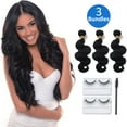 thumbnail image 1 of 12"-20" Silky Straight/Body Wave Human Hair Extensions 3 Bundles Lot Remy 7A Brazilian Virgin Hair Natural Color Hair Weave Wefts, 1 of 7