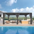 thumbnail image 1 of 12'×20' Outdoor Louvered Pergola, Aluminum Outdoor Louvered Pergola Patio with Adjustable Roof for Outdoor Deck, Backyard, Garden (10x20FT with Curtain), 1 of 6