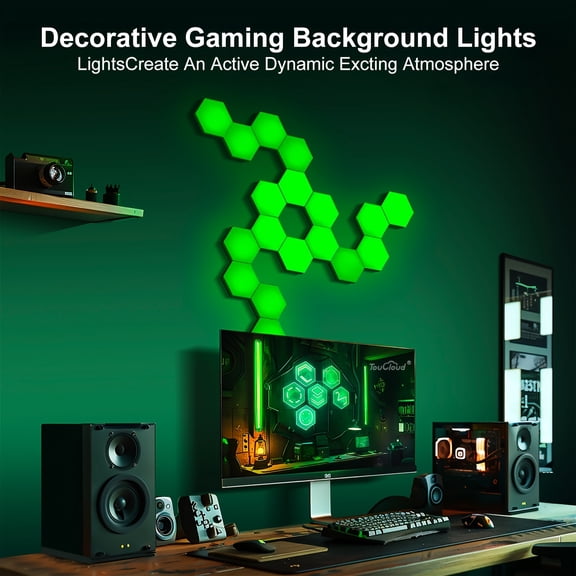 12/20 Packs Smart Hexagon LED Wall Panels, RGBW Color Changing Music Sync Lights USB Powered, App & Remote Control for Gaming Bedroom Living Room Decor, Ideal Holiday Party Gift