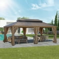 thumbnail image 1 of 12*20FT patic gazebo, alu gazebo with steel canopy, Outdoor Permanent Hardtop Gazebo Canopy for Patio, Garden, Backyard 00010, 1 of 5