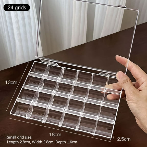 12/21/24 Grids Nail Art Organizer Box Glitter Rhinestones Gems Storage Case Box Diy Jewelry Beads Embroidery Organizer Container