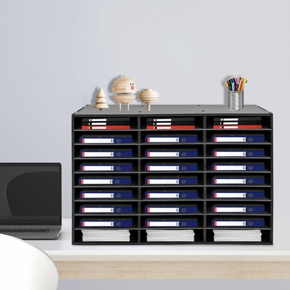 12*21.69in Black Literature Organizer 27 Slots File Storage Holder 110lbs-Load Organizer For Home, School