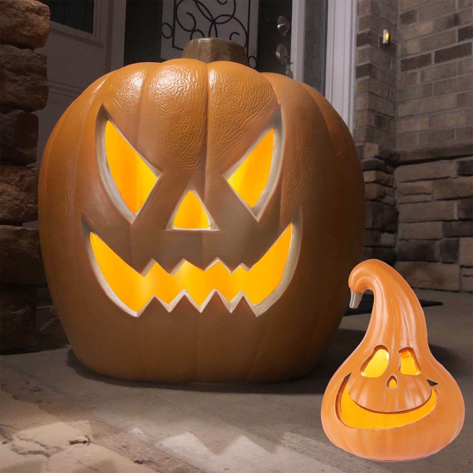 12+21in Halloween Jack O Lantern Pumpkin with Pre-lit LED Bulbs - for ...